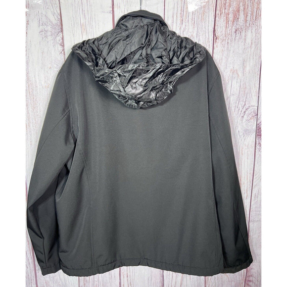 Tahari Men’s Softshell Casual Jacket Hooded Black Zipped Pockets Size L - Picture 5 of 8